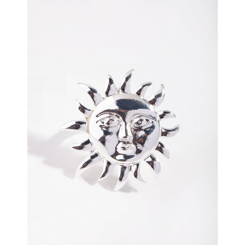 Silver Sun Face Ring