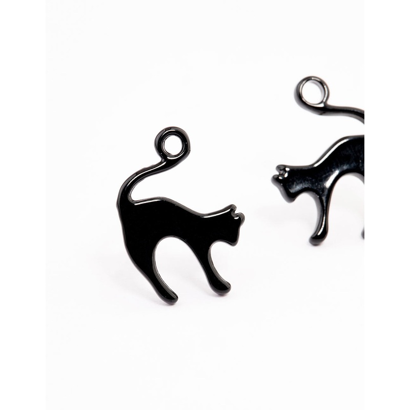 Acrylic Black Cat Stud Earrings