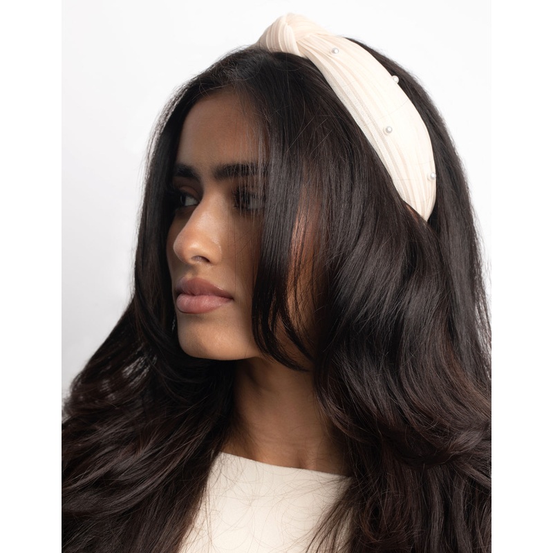 Cream Pearl Knot Headband