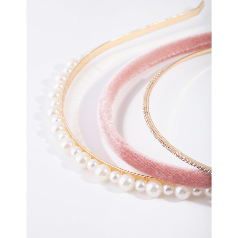 Gold Thin Popup Pearl Headband Pack