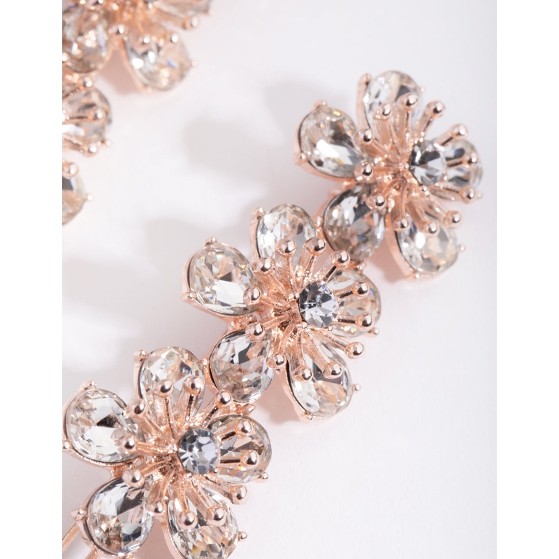 Rose Gold Diamante Trio Flower Pack Clip