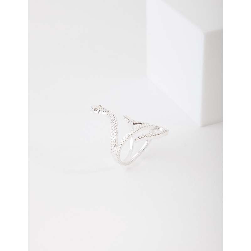 Silver Etched Snake Ring|SM|ML