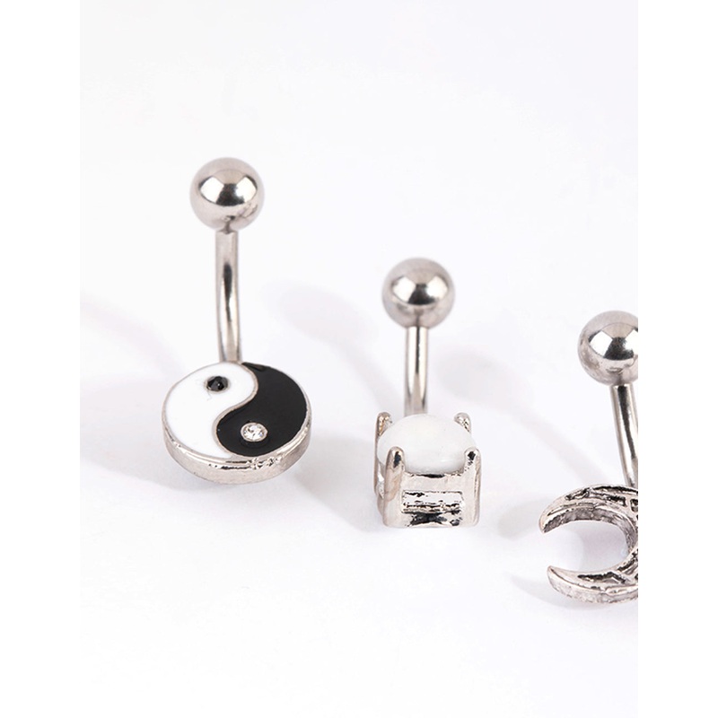 Surgical Steel Yin & Yang Belly Bar 4-Pack