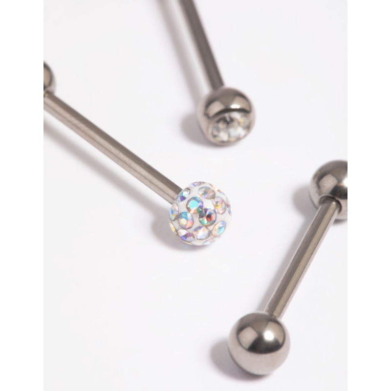 Titanium Pave Tongue Rings