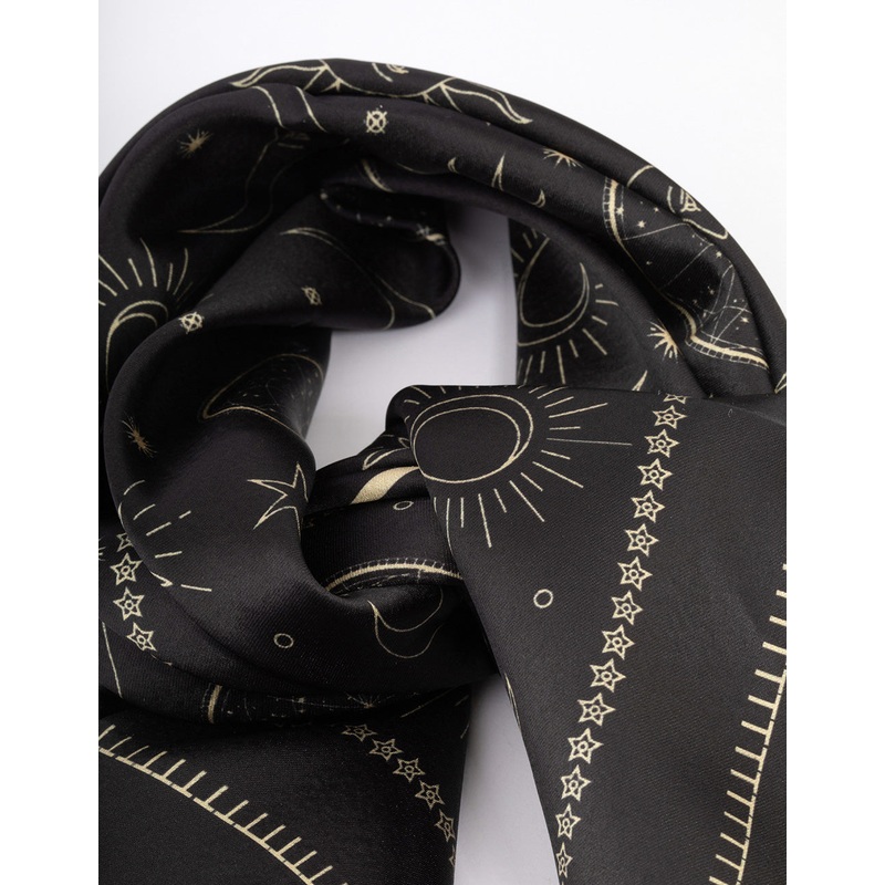 Fabric Black Celestial Print Scarf