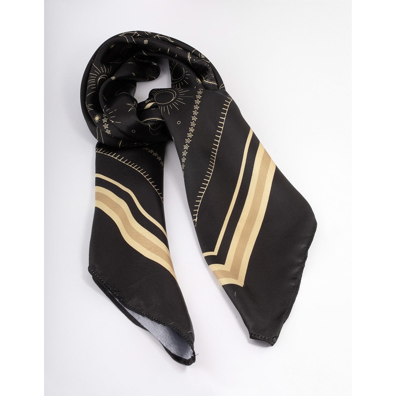 Fabric Black Celestial Print Scarf