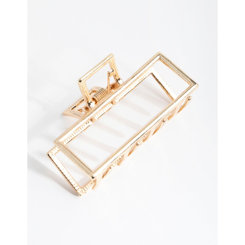 Gold Metal Rectangle Outline Claw Clip