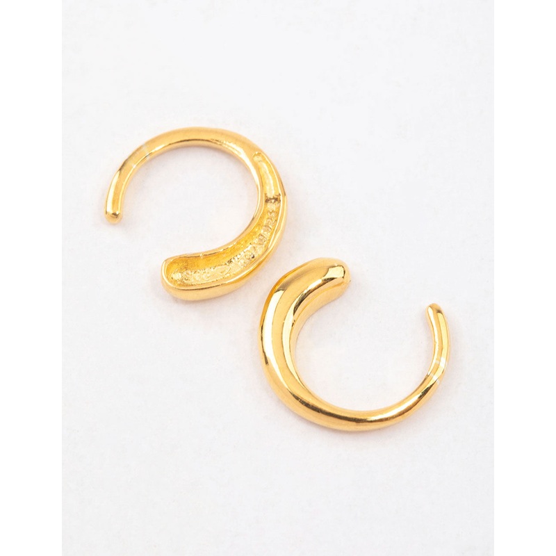 Gold Plated Sterling Silver Calligraphy Hoop Earrings