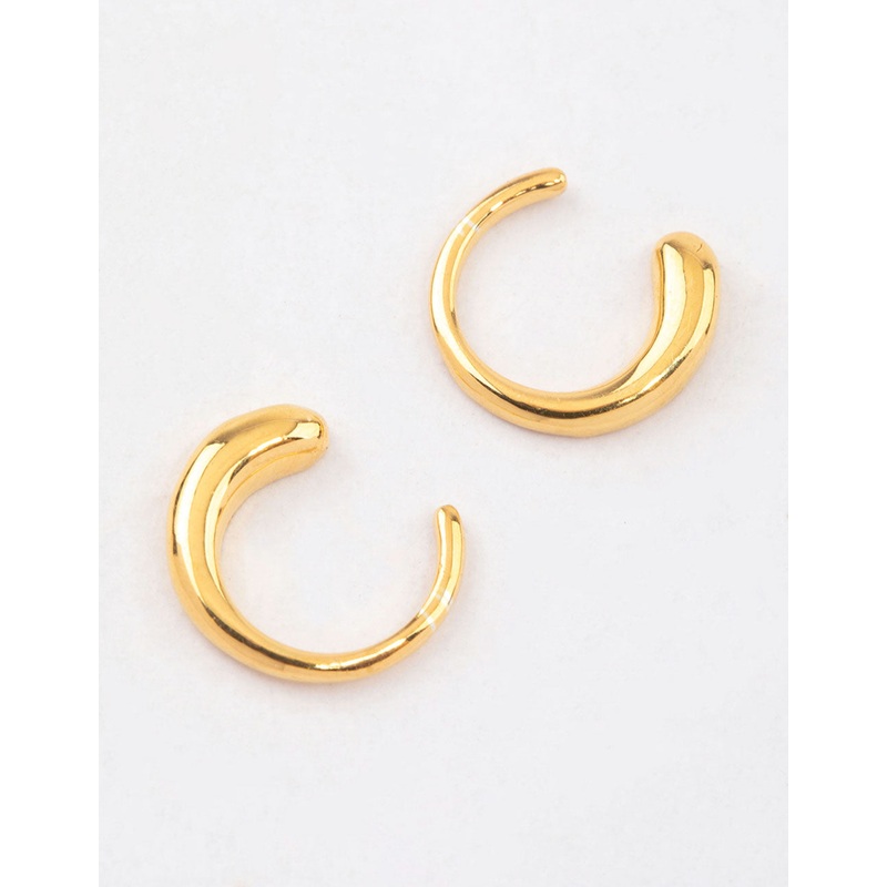 Gold Plated Sterling Silver Calligraphy Hoop Earrings