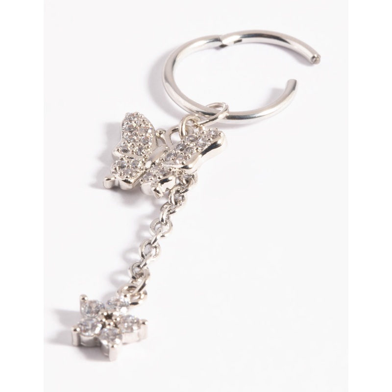 Platinum Plated Titanium Butterfly Clicker Ring