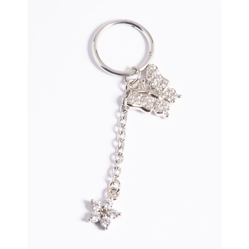 Platinum Plated Titanium Butterfly Clicker Ring