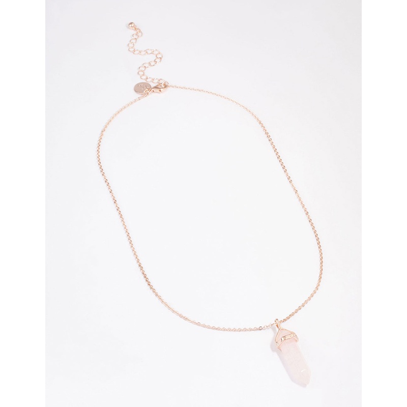 Rose Gold Semi-Precious Rose Quartz Statement Shard Necklace