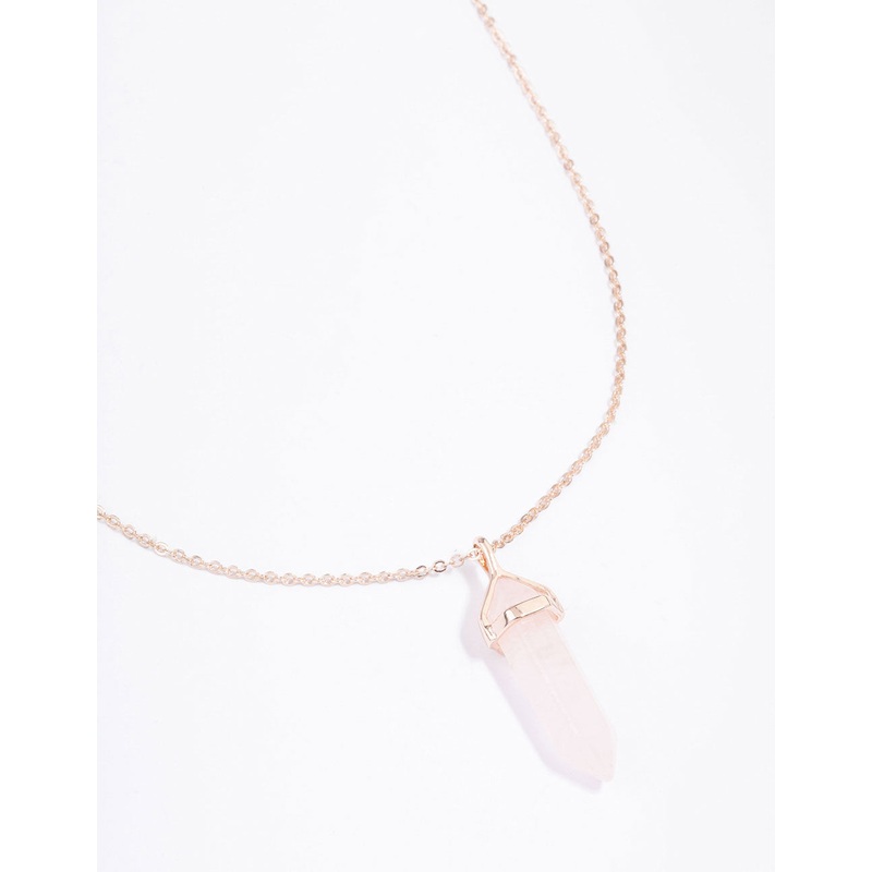 Rose Gold Semi-Precious Rose Quartz Statement Shard Necklace