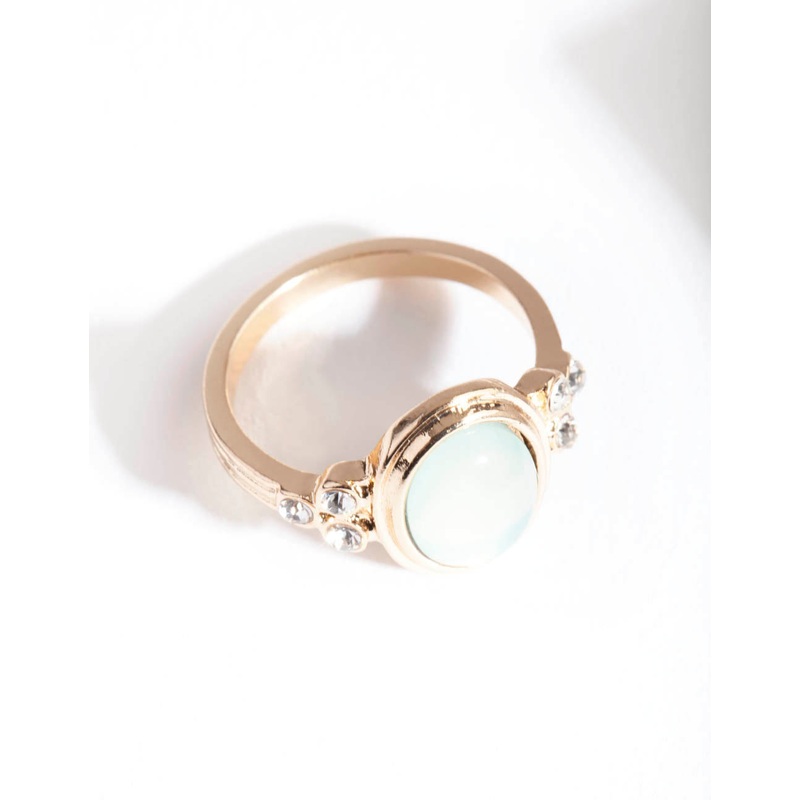 Gold Oval Diamante Ring|SM|ML