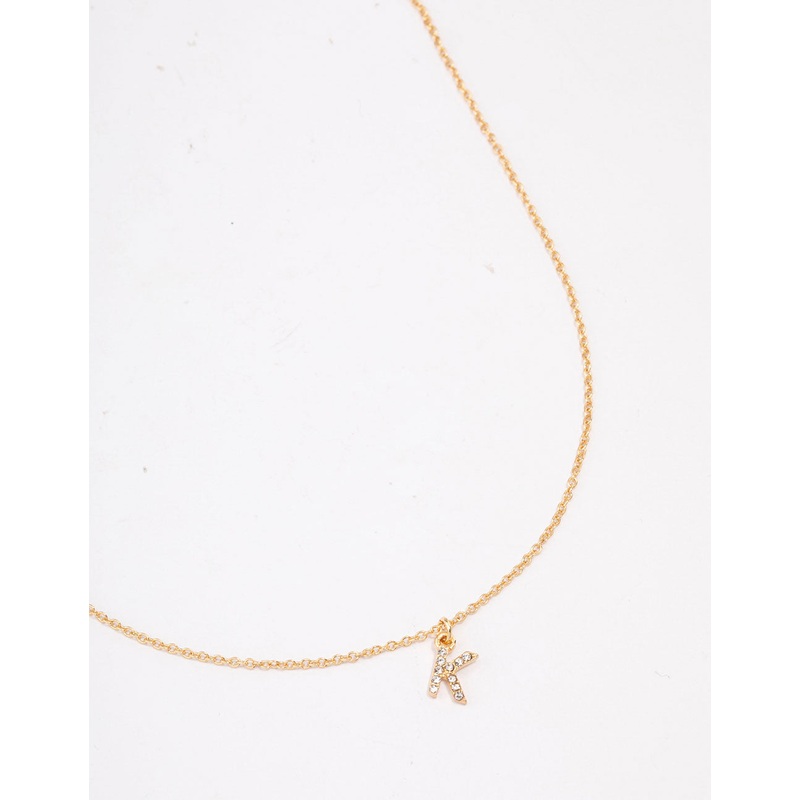 Gold Plated Letter K Pendant Necklace