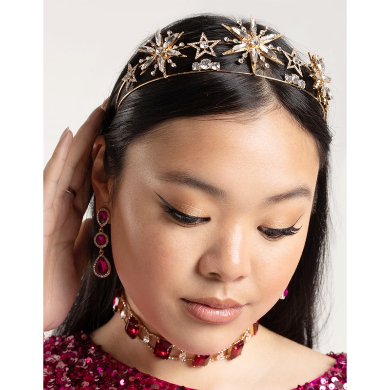Metal Star Double Row Embellished Headband