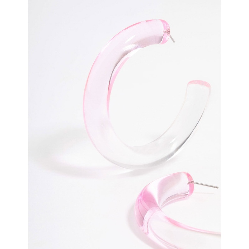 Plastic Pink Ombre Hoop Earrings