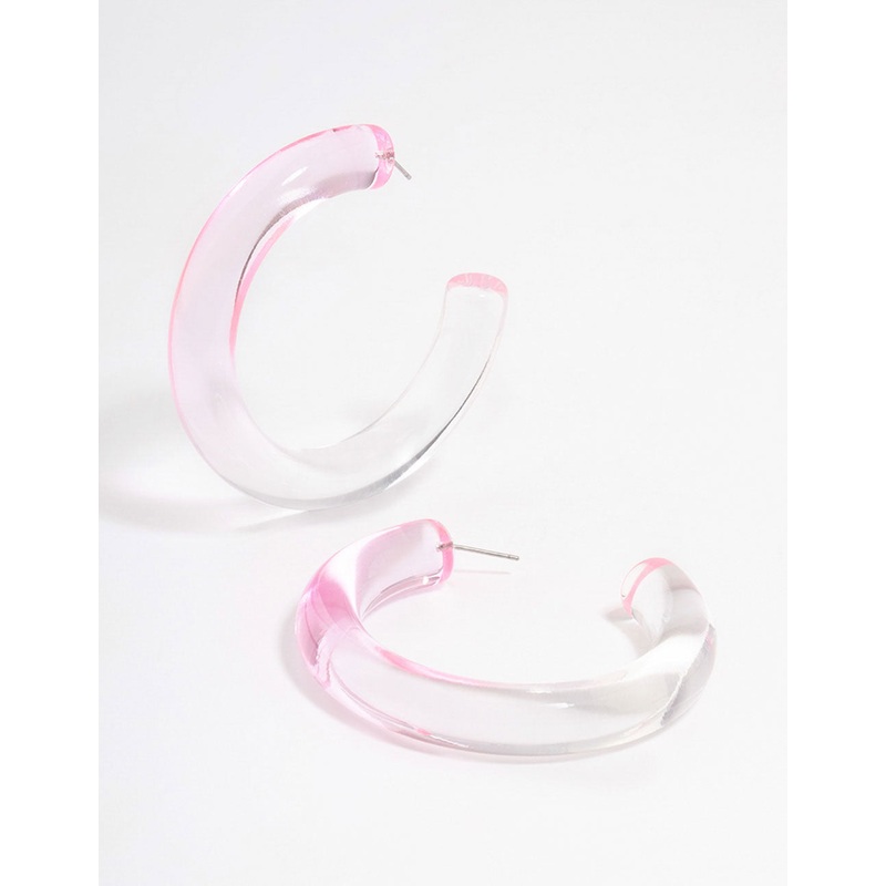Plastic Pink Ombre Hoop Earrings