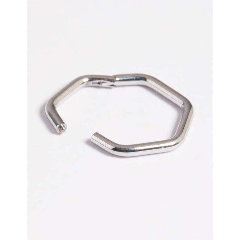 Platinum Plated Titanium Hexagon Clicker Ring