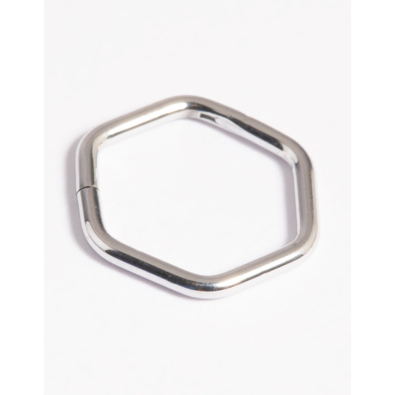 Platinum Plated Titanium Hexagon Clicker Ring