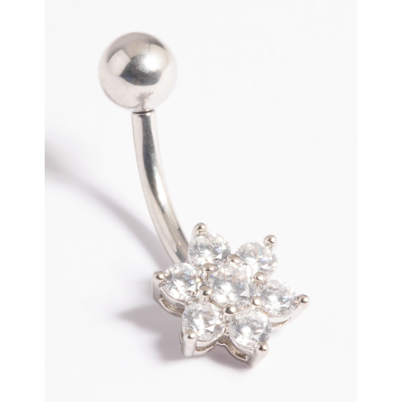 Rose Gold Plated Titanium Diamante Belly Bar