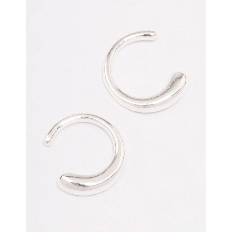 Sterling Silver Leaf Huggie Hoop Earrings