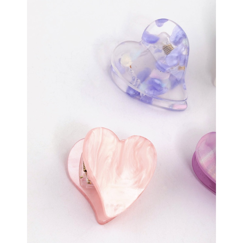 Acrylic Mini Hearts Claw Clip 4-Pack