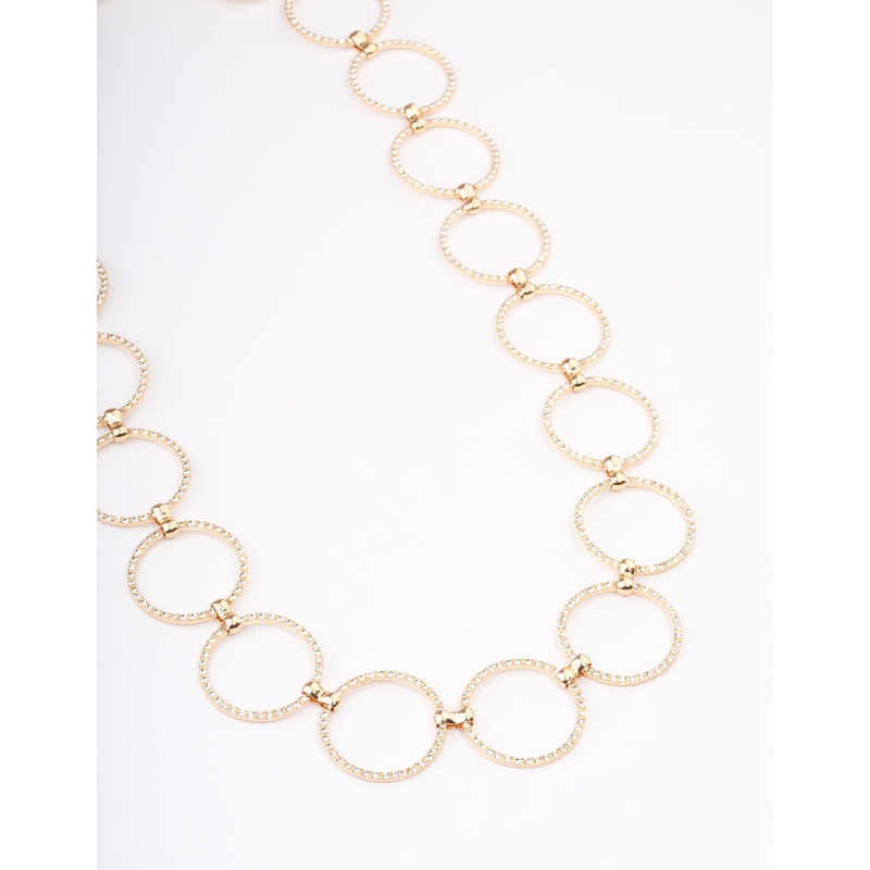 Gold Large Diamante Circle Belt