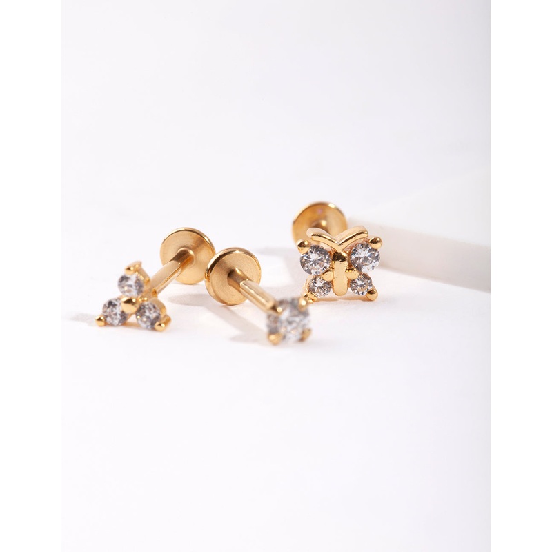 Gold Surgical Steel Butterfly Flat Back Pack