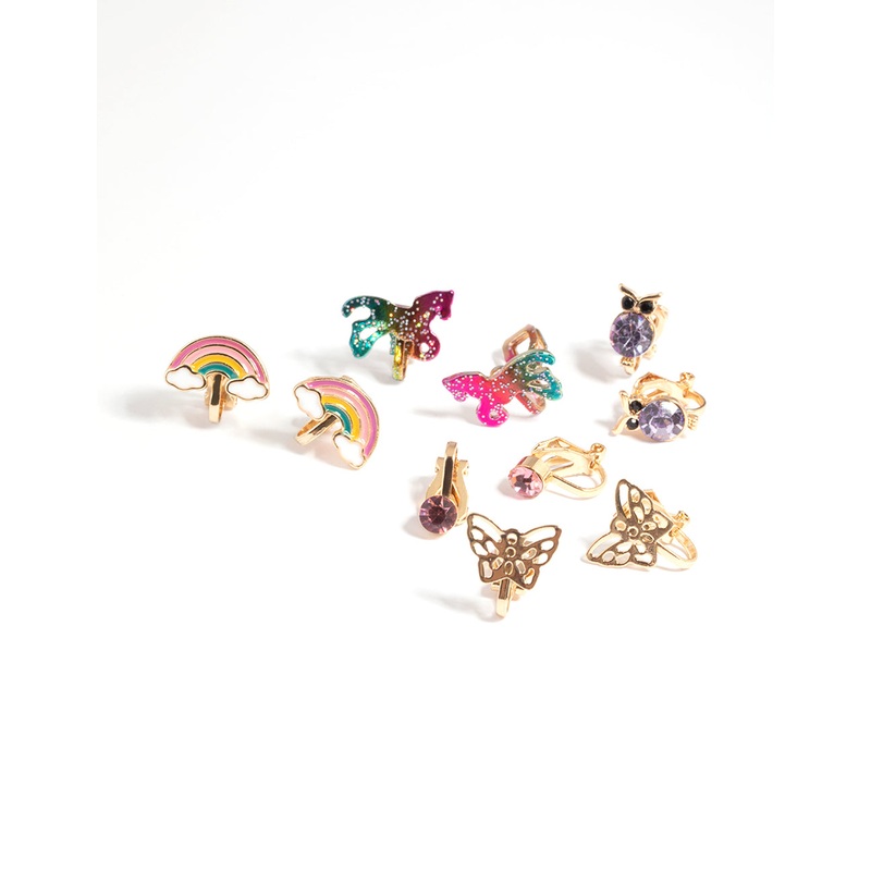 Kids Gold Fairy Tale Clip 5-Pack Earring