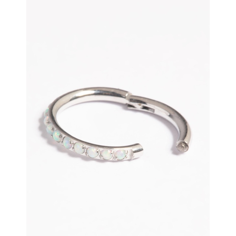 Platinum Plated Titanium Opal Clicker Ring