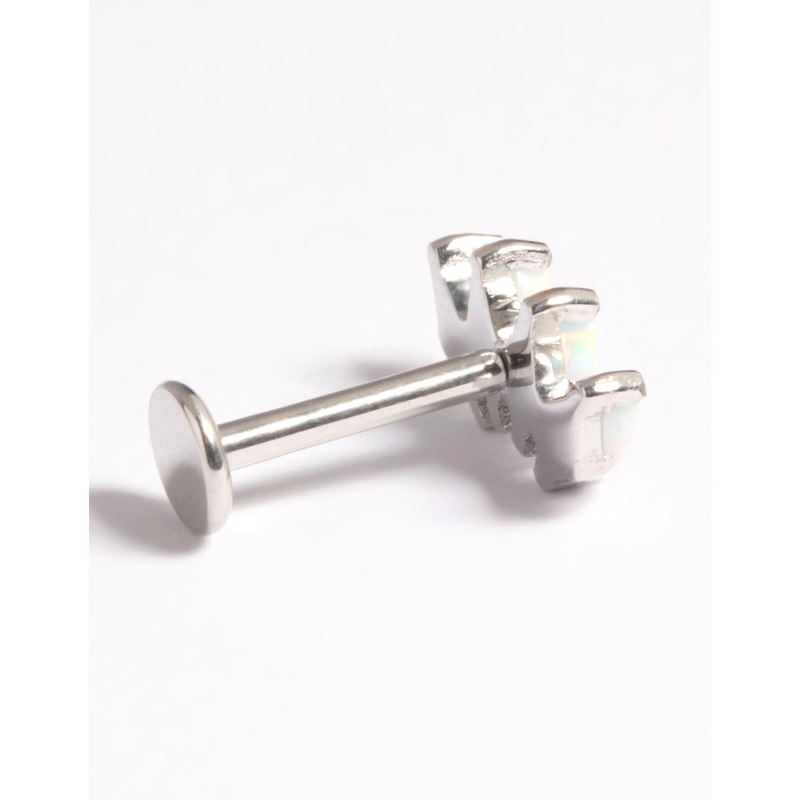 Platinum Plated Titanium Threadless White Opal Marquise Flat Back Pack