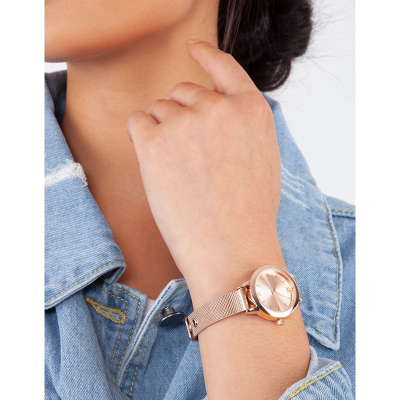 Rose Gold Skinny Mesh Watch