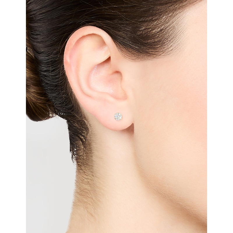 Sterling Silver Cubic Zirconia Crystal Stud Earrings