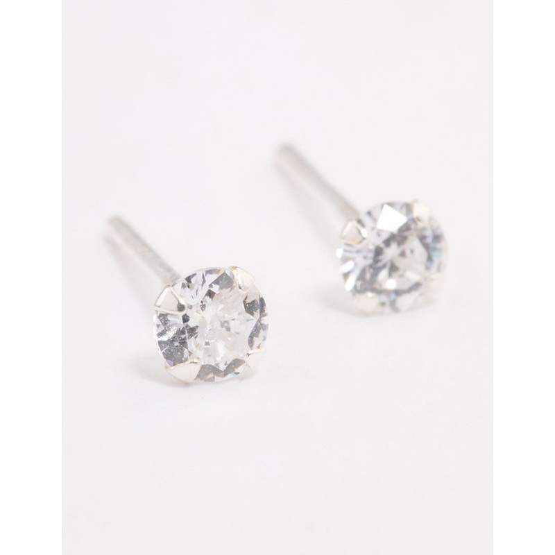 Sterling Silver Cubic Zirconia Crystal Stud Earrings