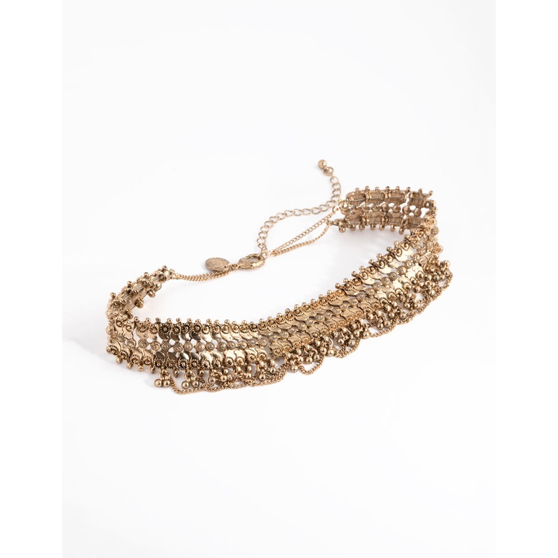 Antique Gold Mesh Chain Choker