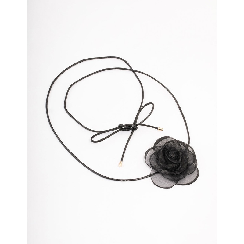 Black Mesh Corsage Thin Rope Choker