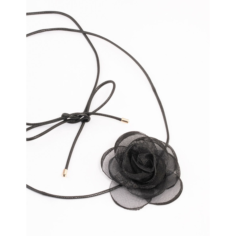 Black Mesh Corsage Thin Rope Choker
