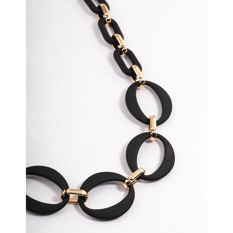Black Mixed Oval Link Necklace