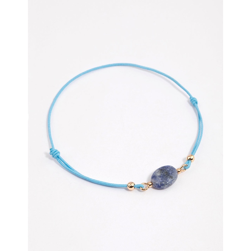 Fabric Dainty Semi-Precious Pendant Bracelet