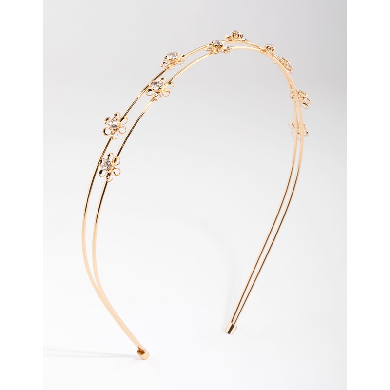 Gold Micro Flower Double Headband