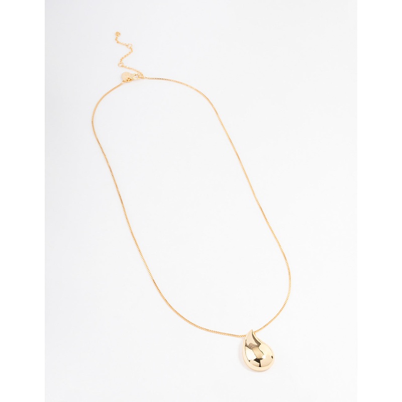 Gold Plated Box Chain Drop Necklace