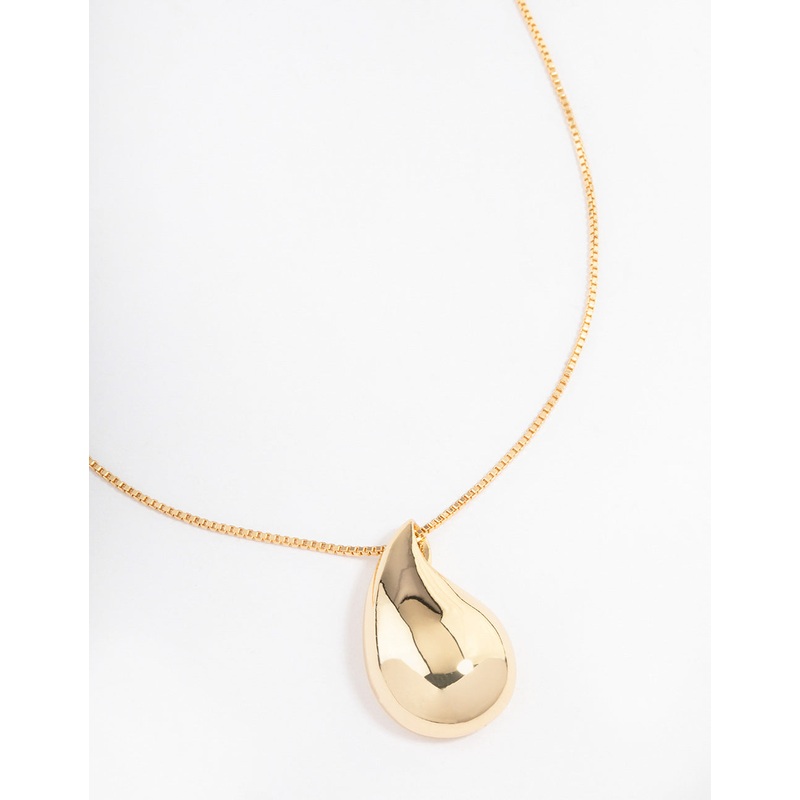 Gold Plated Box Chain Drop Necklace