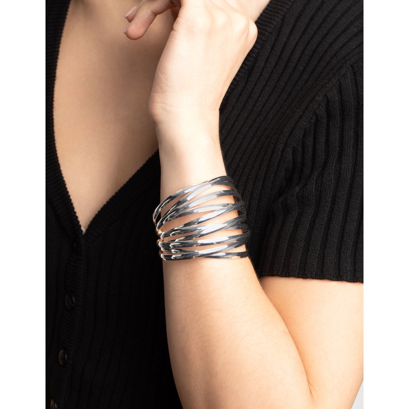 Silver Crossover Double Wrist Cuff