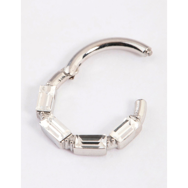 Surgical Steel Crystal Baguette Clicker Ring