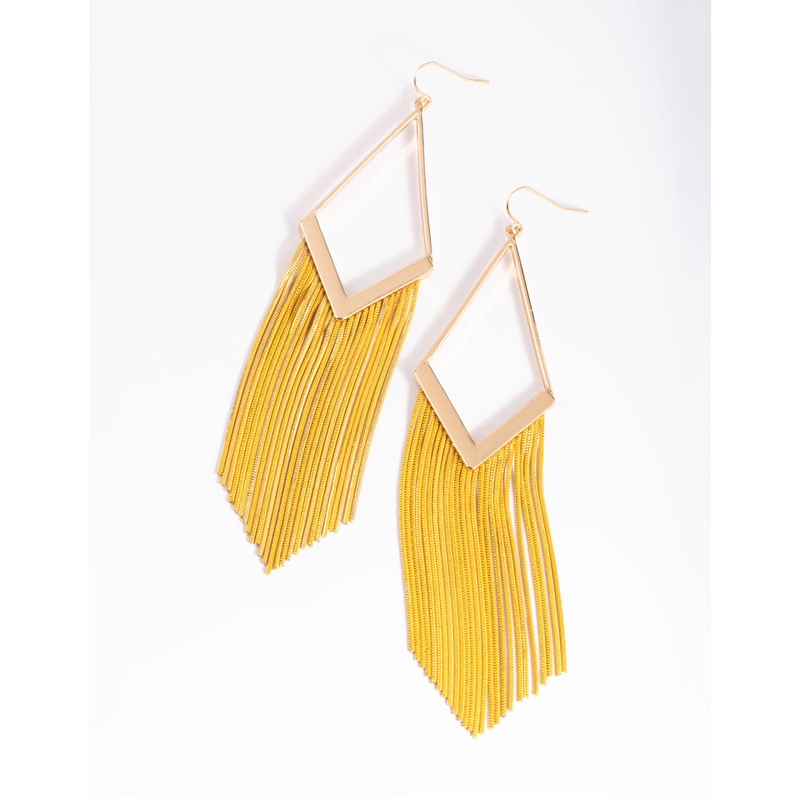 Yellow Snake Chain Drop Earrings