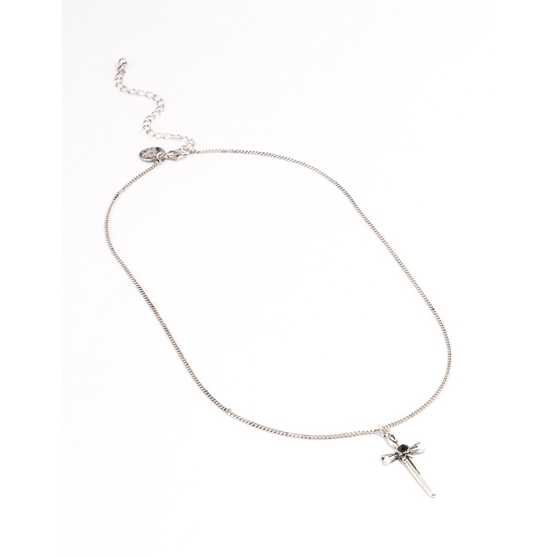 Antique Silver Gothic Cross Necklace