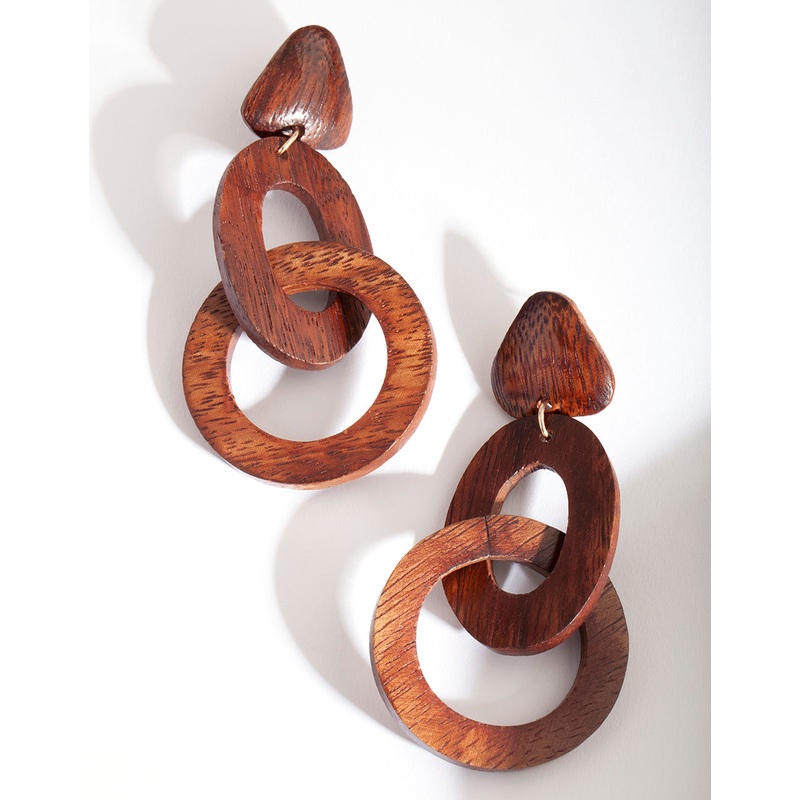 Double Wood Loop Earrings