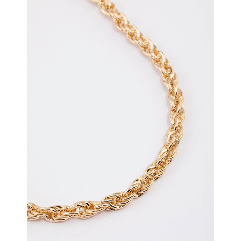 Gold Rope Twisted Chain Necklace