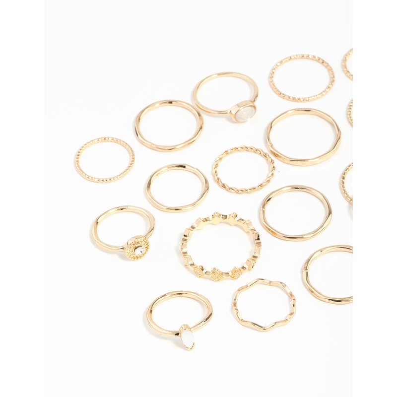 Gold Textured Synthetic Opal Ring 24-Pack